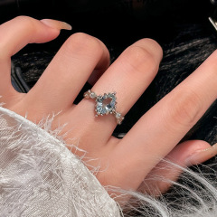 天然海藍宝s925純銀指輪女性ファッション高級精緻造形モザイク活口女性指輪ジュエリープレゼント