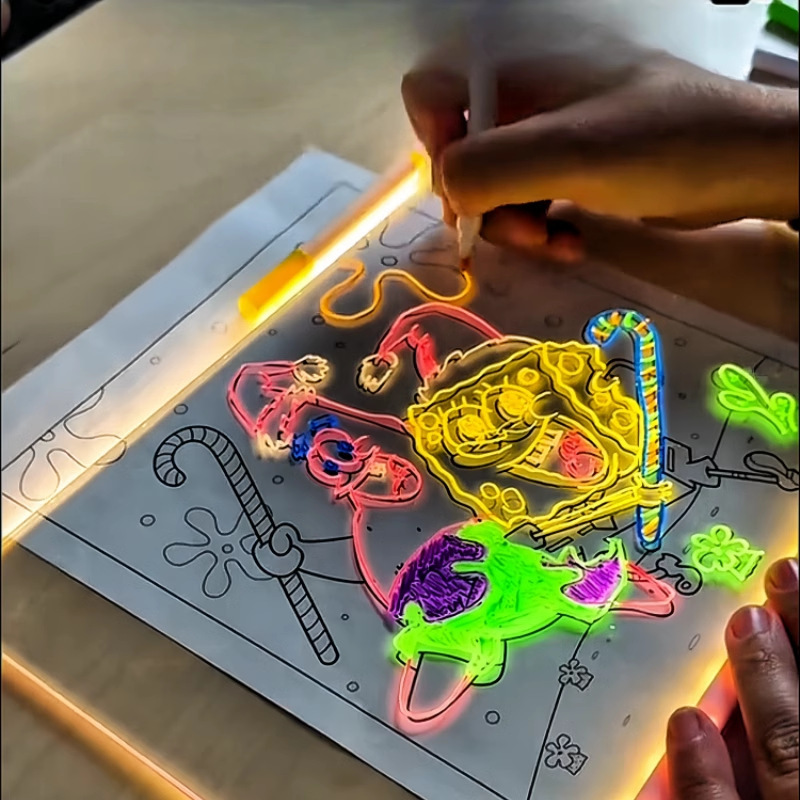 発光描画ボード消去可能な DIY 子供用描画ボード透明発光書き込みボード LED 蛍光ボードデスクトップライト描画|undefined