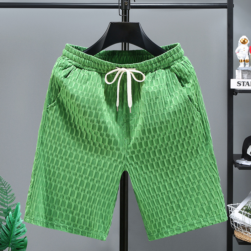 Porter des shorts en été, des hommes de plage tricotés décontractés et minces, des vêtements tendance pour la maison et l'extérieur, des pantalons deux pièces pour hommes_voghion.com