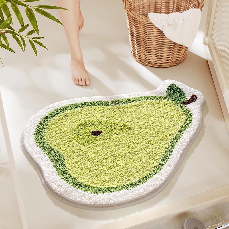 Cross-Border Fruit-Shaped Faux Cashmere Bathroom Mat, Irregular Cartoon Shower Room Absorbent Non-Slip Foot Mat, Household Wear-Resistant and Dirt-Resistant