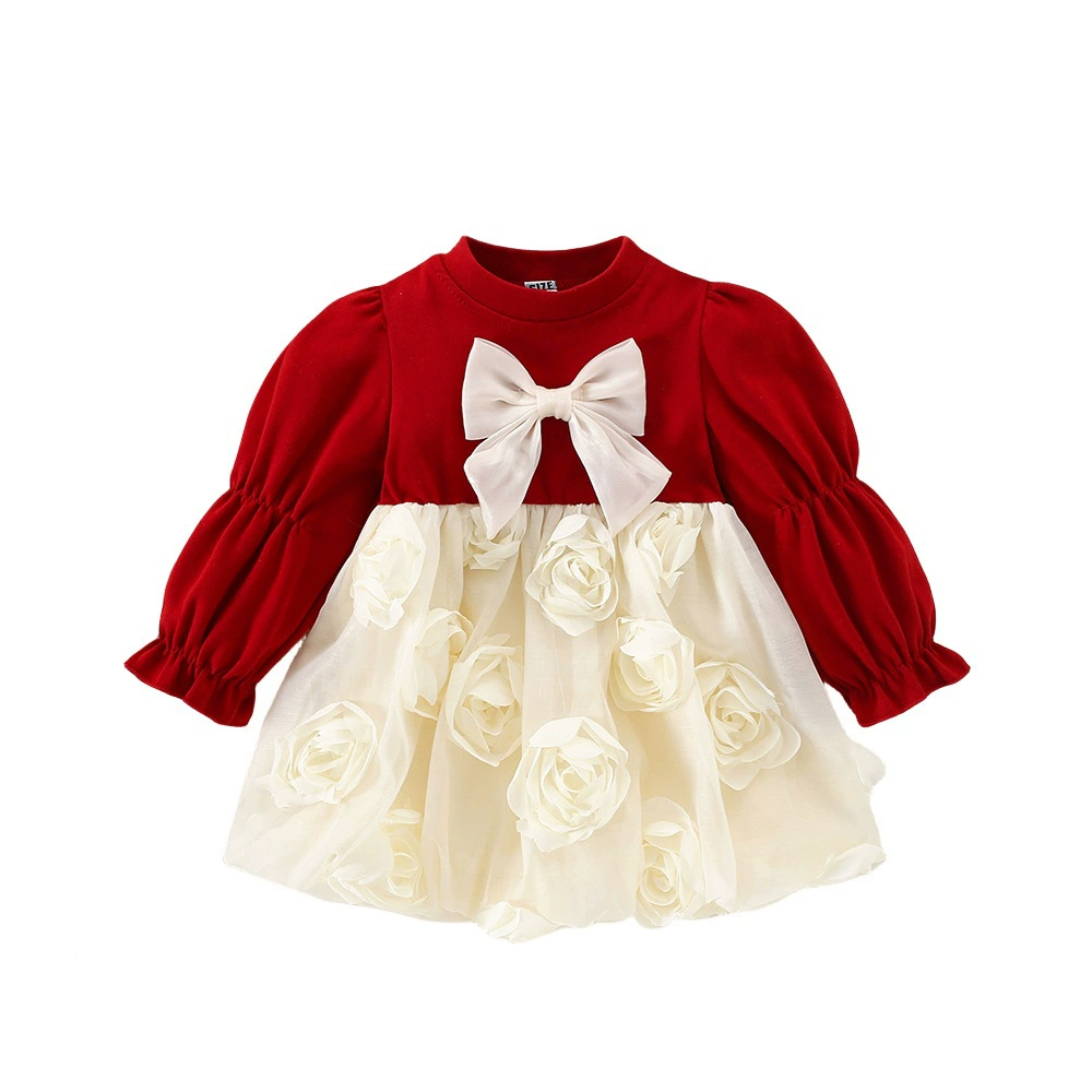 Cute dress for princess with bow, 3D, flowered, adds volume