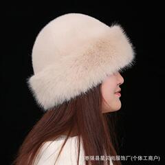 2025年モンゴル風大判フード付きファー帽子 冬用帽子 フェイクミンク フェイクフォックスファー 暖かいおしゃれな男女兼用帽子