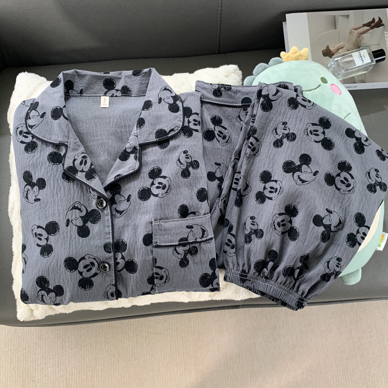 Cloud Cotton Long-Sleeved Long Pants Cartoon Pajamas Set for Women, Spring and Autumn Student Loungewear, Can Be Worn Outside, Two-Piece Girly Style