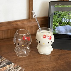 漫画猫カップインスタイルハイエンドニッチガラスウォーターカップホーム朝食カップミルクカップジュースカップ