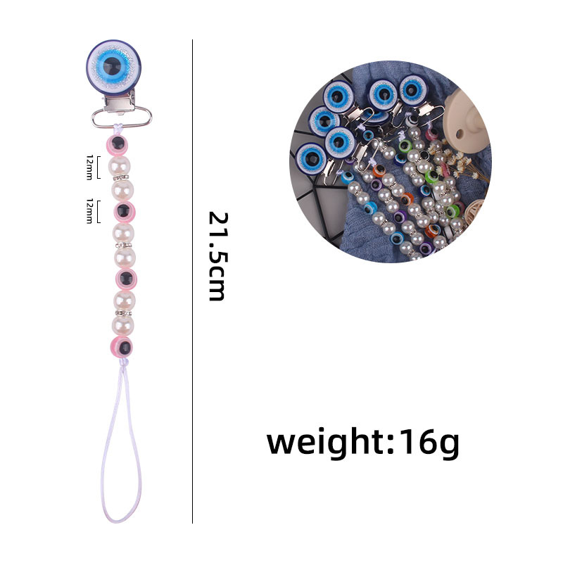 Suministros para bebés chupete de acrílico cadena anti-gota ojos azules bebé chupete clip chupete cadena Amazon nuevo