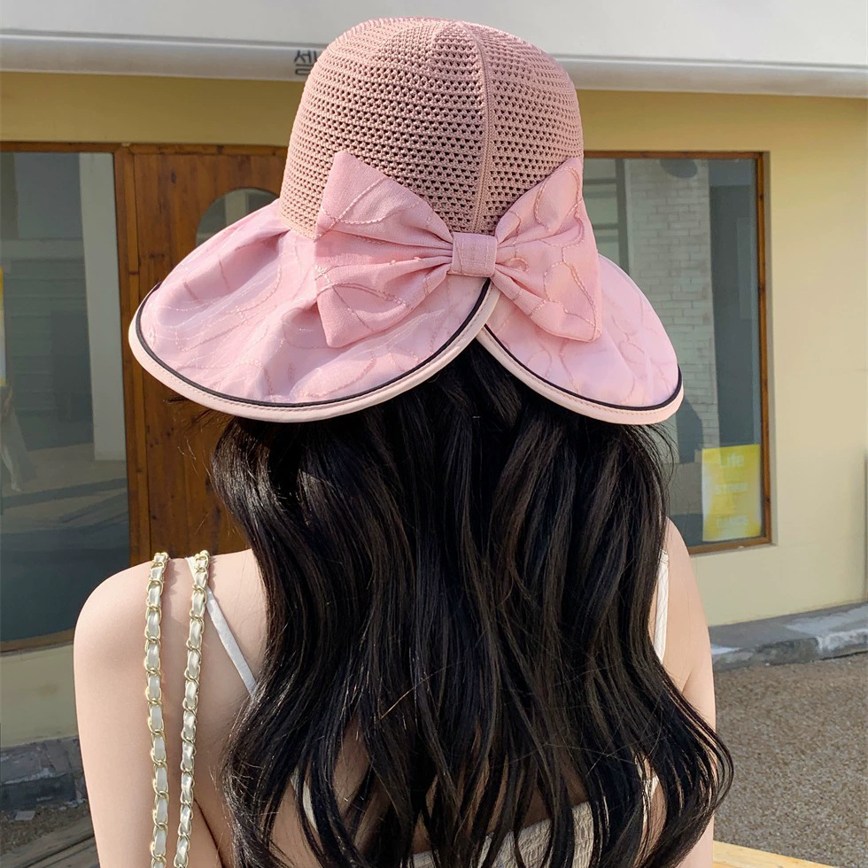 Breathable summer sun hat with bow solar-powered, UV protection