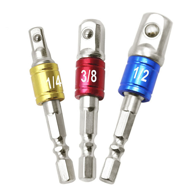 3pcs彩色安全带珠接杆 万能套筒连接杆AD接杆 带钢珠1/2 1/4 3/8