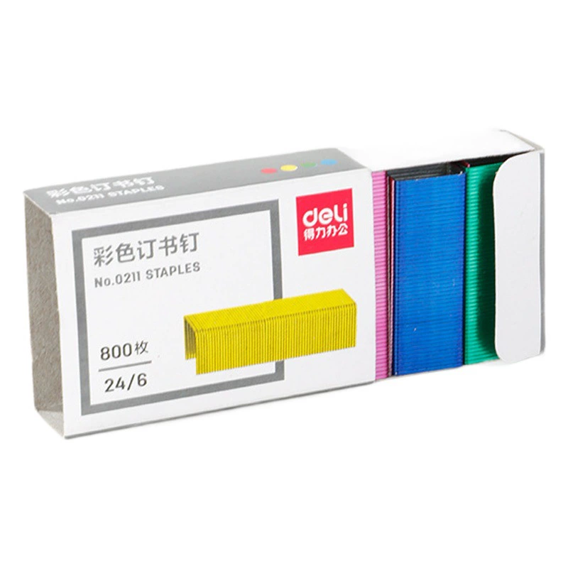 Deli 0211 цветной штапель 12 унифицированных ногтей 24/6 общих спецификаций канцелярские принадлежности