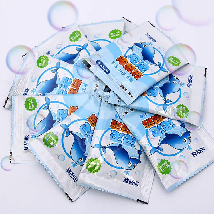 10ml líquido concentrado de agua burbujeante en stock para niños juguetes al aire libre máquina burbujeante fabricante especial bolsa al por mayor