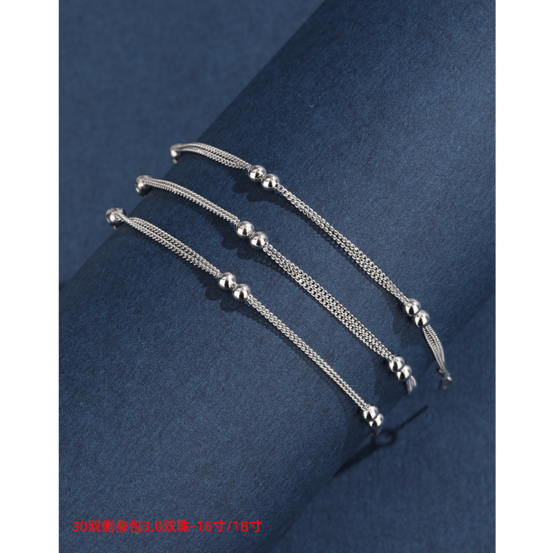 Collar de plata esterlina s925 mujer cadena de plata sin colgante cadena de cuentas hombre cadena de clavícula cadena de suéter de alta calidad cadena de celana