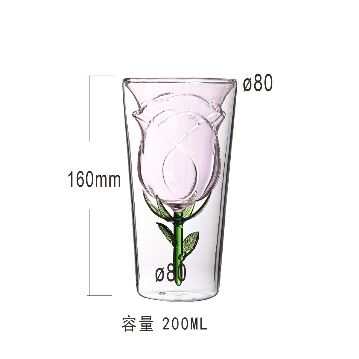 로즈 레드 와인 유리 라운드 핑크 200ml