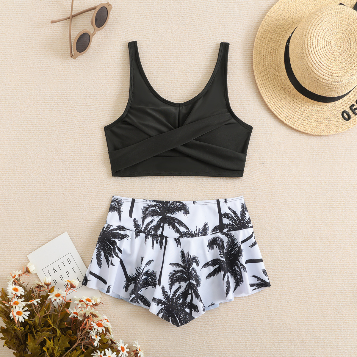 Children's Swimwear Girls' Two-Piece Bikini for Older Kids Amazon Cross-Border Swimwear in Stock Bikini Sports Style