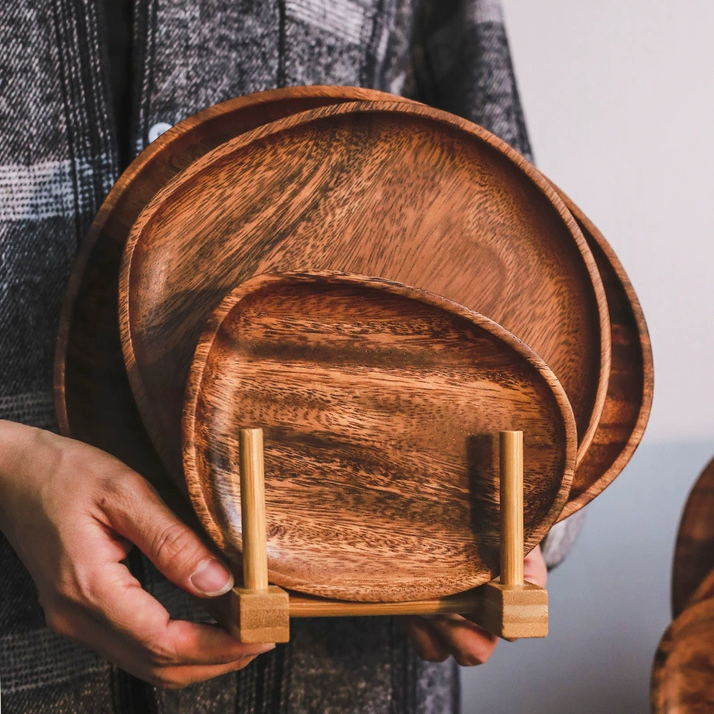 Деревянная доска-ореховый круглый Snack Tray размером 16.5x13.5x2 см, 0.15 кг, современная гостиная хранение блюдо