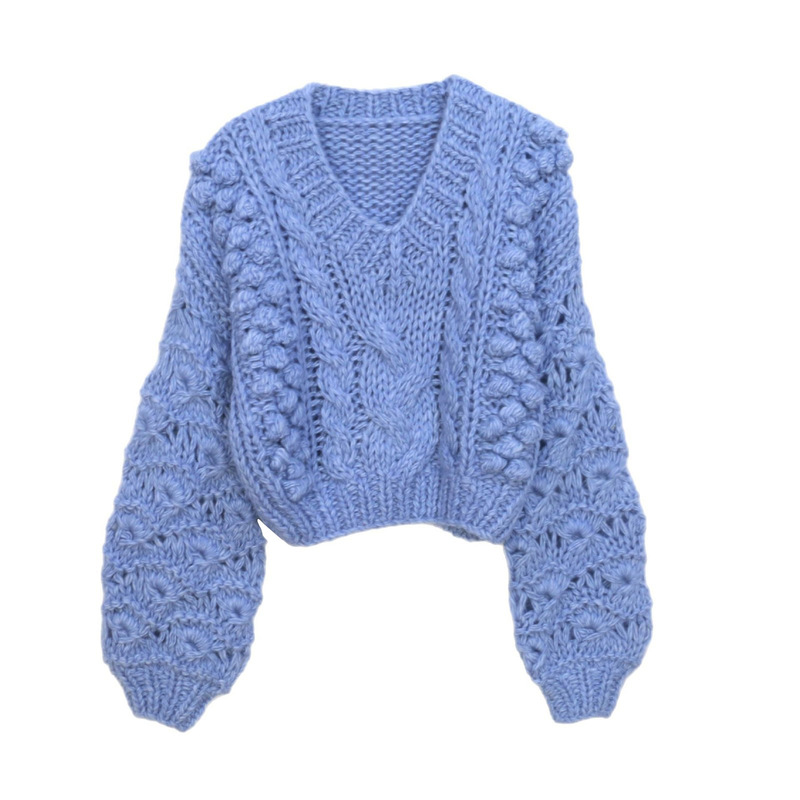 European and American Lazy Style Pullover Sweater Loose Hand-knitted Stick-pin Sweater Autumn and Winter New Style Women's Top for Outer Wear European and American Lazy Style Pullover Sweater Loose Hand-knitted Stick-pin Sweater Autumn and Winter New Style Women's Top for Outer Wear