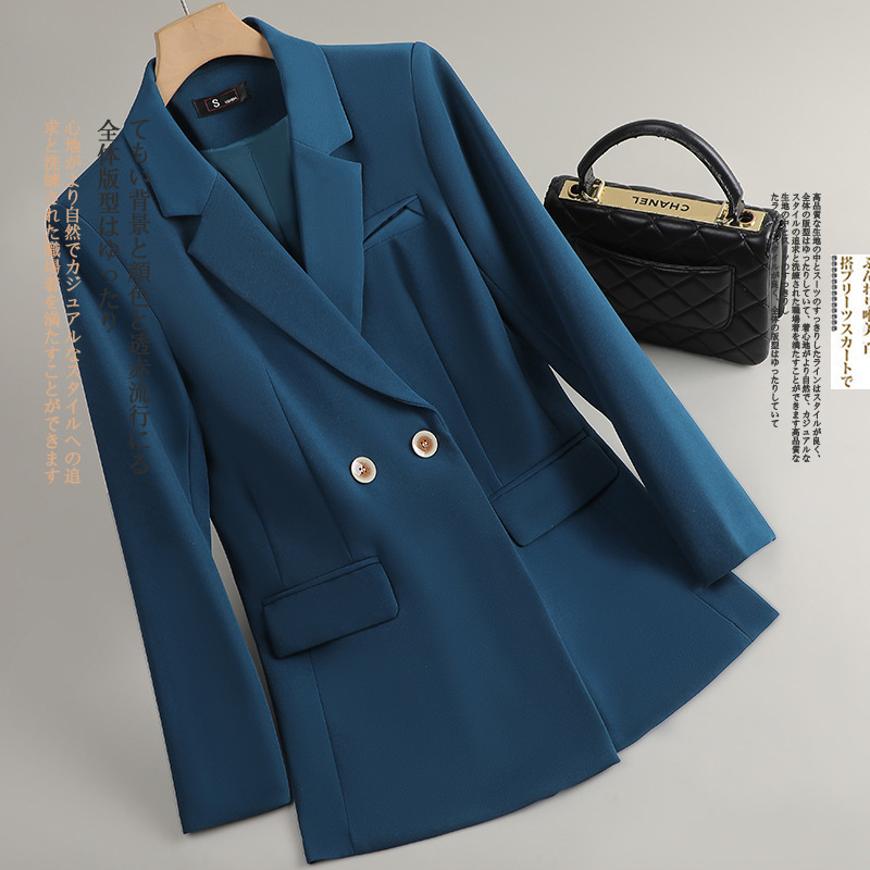Advanced Sense Blue Suit Jacket Women's Dress Spring and Autumn 2025 New Korean Style Casual Goddess Fan Small Suit Top Advanced Sense Blue Suit Jacket Women's Dress Spring and Autumn 2025 New Korean Style Casual Goddess Fan Small Suit Top