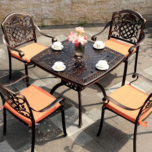 Cast Aluminum Outdoor Dining Table and Chairs Courtyard Outdoor Table and Chairs Balcony Leisure Garden Open-Air Terrace Table and Chairs Furniture Five-Piece Set