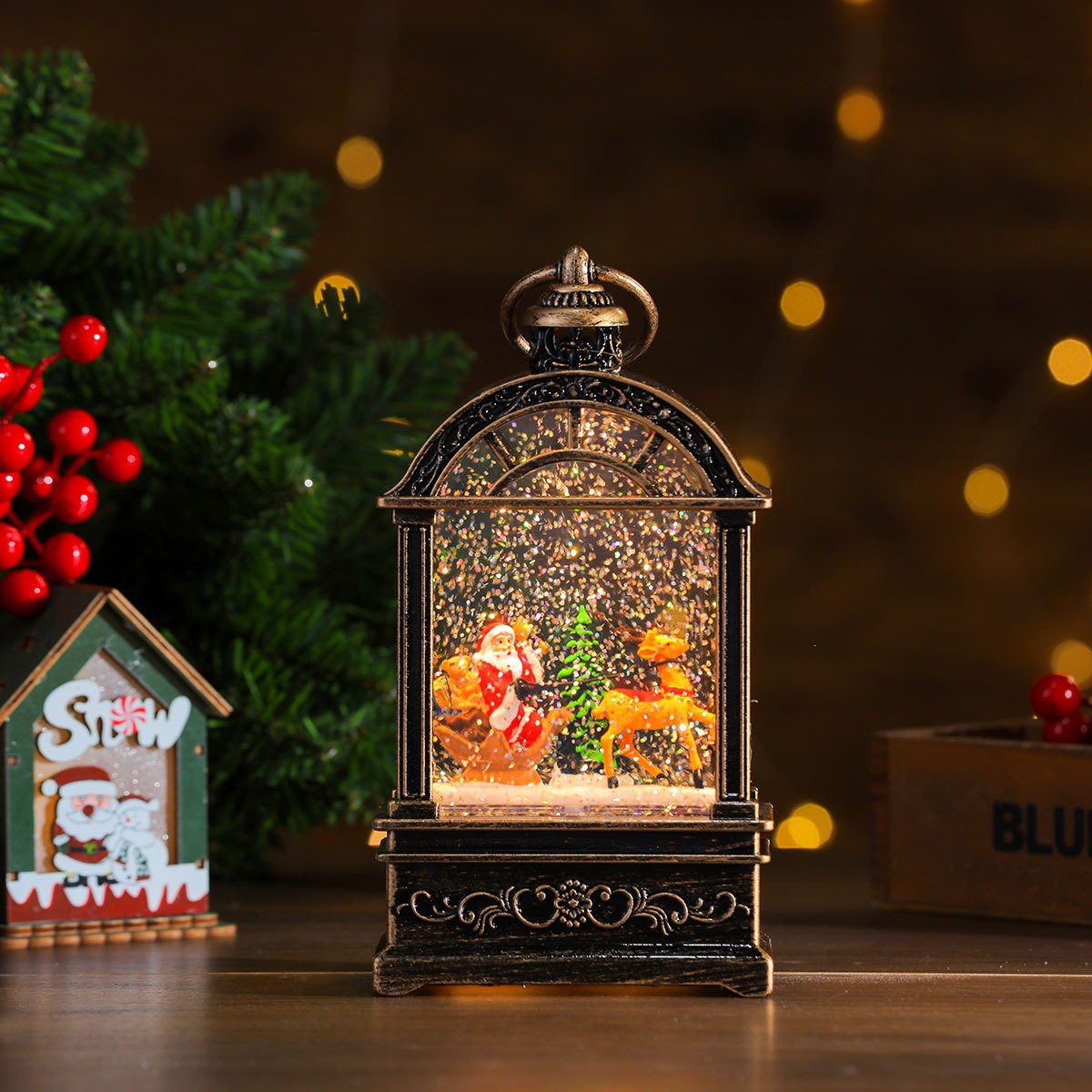 Nueva música de Navidad nieve inyección de agua TV lámpara de noche lámpara de aceite lámpara de caballo decoración de regalos image 37