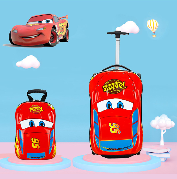 Maleta infantil con ruedas, maleta infantil con forma de coche, maleta infantil con forma de coche de dibujos animados, maleta infantil para montar, regalo de cumpleaños, mochila infantil