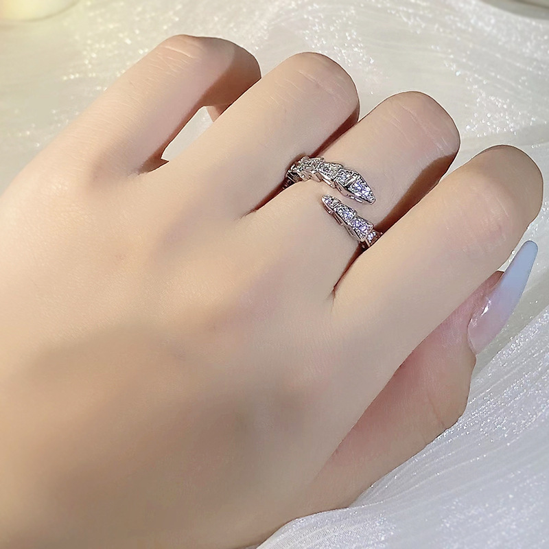 Fashion Snake Brass Plating Inlay Zircon Open Ring 1 Piece