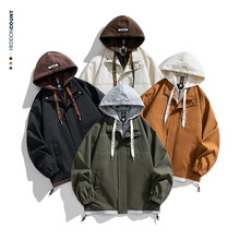 冲锋衣男山系2025秋季新款户外防风运动情侣撞色潮牌连帽风衣外套