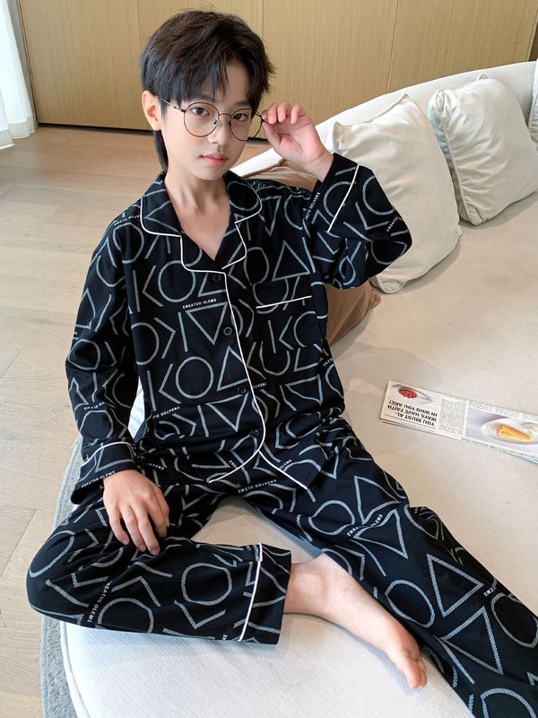 男童青少年睡衣春秋2025新款男孩纯棉长袖家居服儿童网红爆款套装|undefined