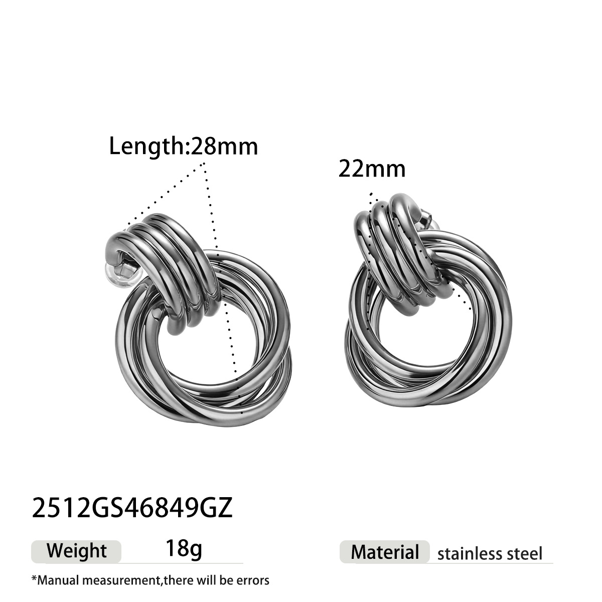 Alta sensación de nicho de acero dorado acero inoxidable pernos de acero titanio geometría exagerada moda femenina personalidad auriculares
