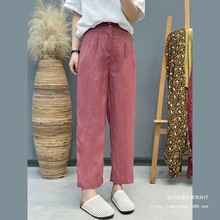 25年夏款休闲裤女纯亚麻宽松休闲韩版九分裤新款哈伦裤子显瘦薄款