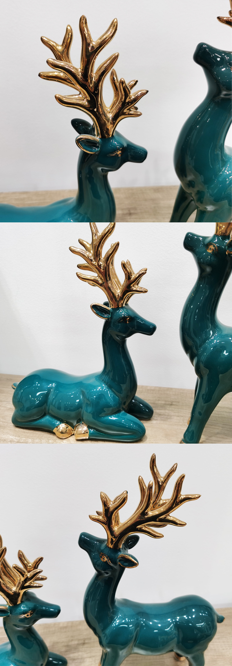 外贸出口麋鹿情侣鹿陶瓷摆件