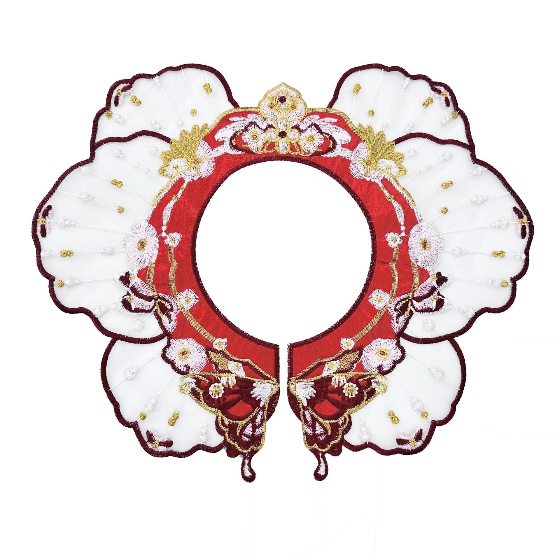 Venta caliente chino retro hanfu caballo cara falda nube hombro mujeres collar flor accesorios niños bordado de color a juego falso collar image 13