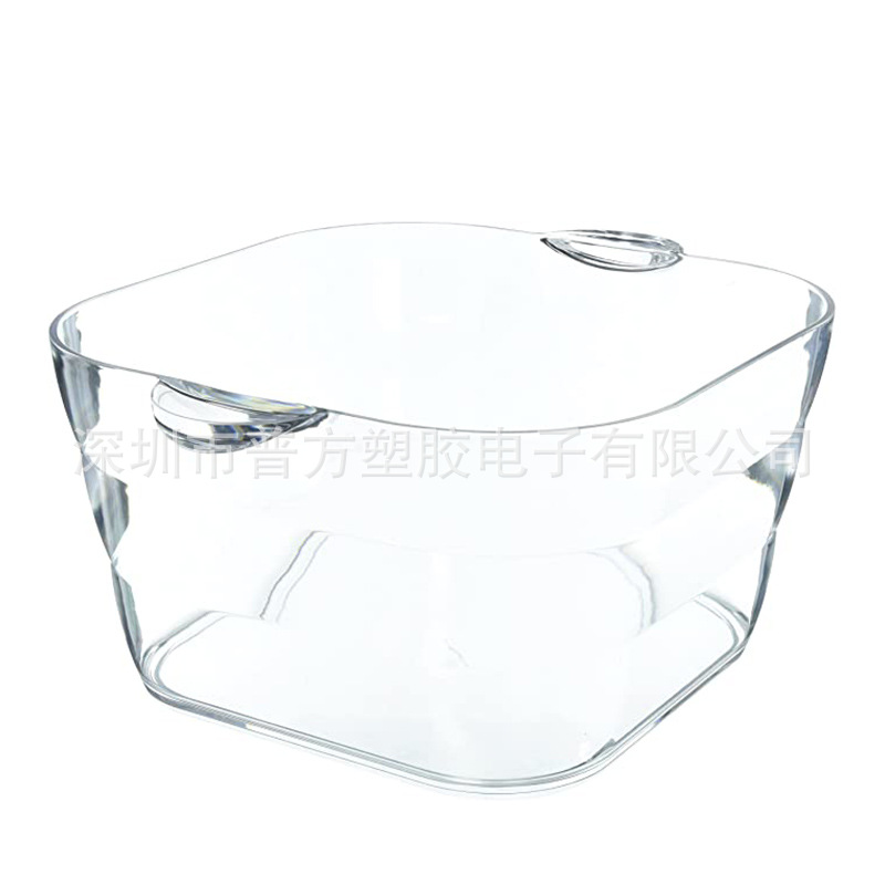 En stock 18L grande transparente PC de plástico champán cubo de hielo bar restaurante comercial cuadrado binaural Cubo de cerveza helada
