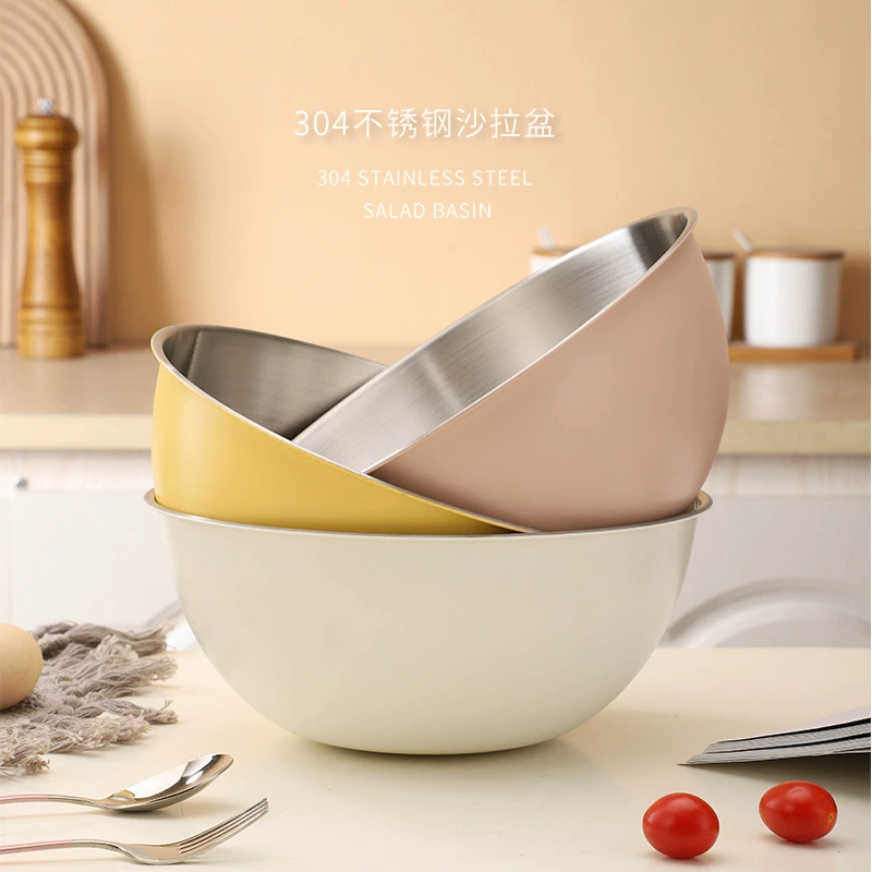 Утолщение 304 из нержавеющей стали фруктовый салатник миска для кухни выпечка и яйцо варка цветная кастрюли бытовая шкала и таз