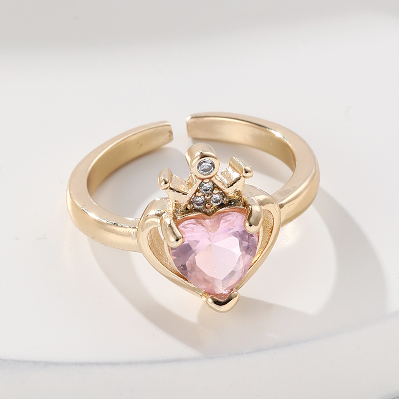 Heart Shape Pattern Women'S Gender Fashion Heart Shape Copper Plating Zircon Open Ring