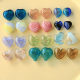 Summer color transparent stripes hollow straight hole heart glass beads diy earrings hair accessories mobile phone case material wholesale