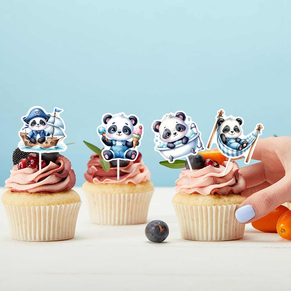 Nuevo producto Decoración de cumpleaños Panda Cake Plugin Dibujos animados Creative Panda baby shower Cake Tarjeta pequeña