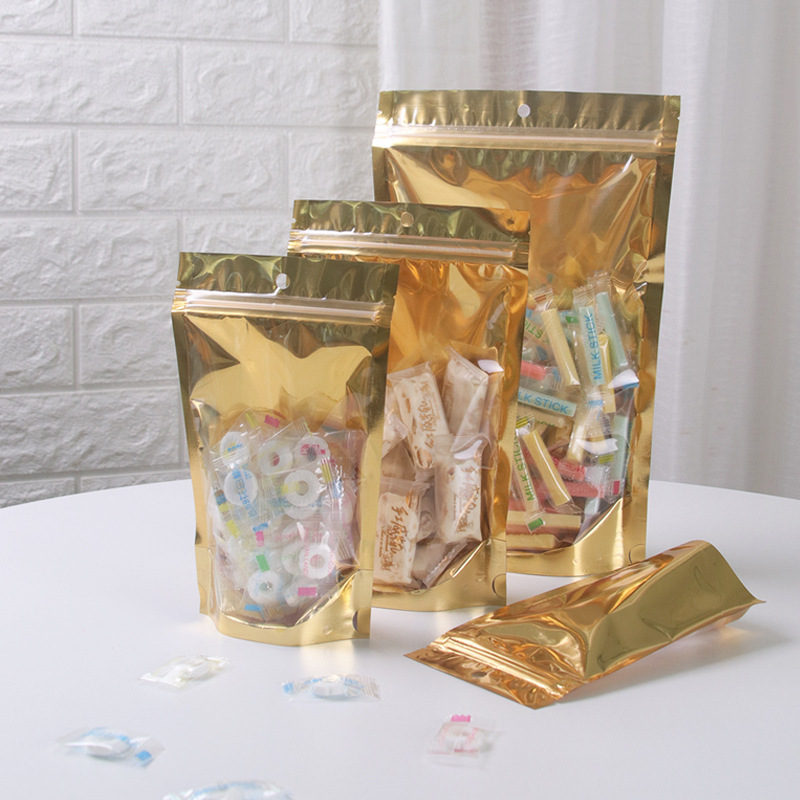 金铝膜阴阳自立包装袋 半透明铝箔 拉链自封干货奶枣狗粮密封袋