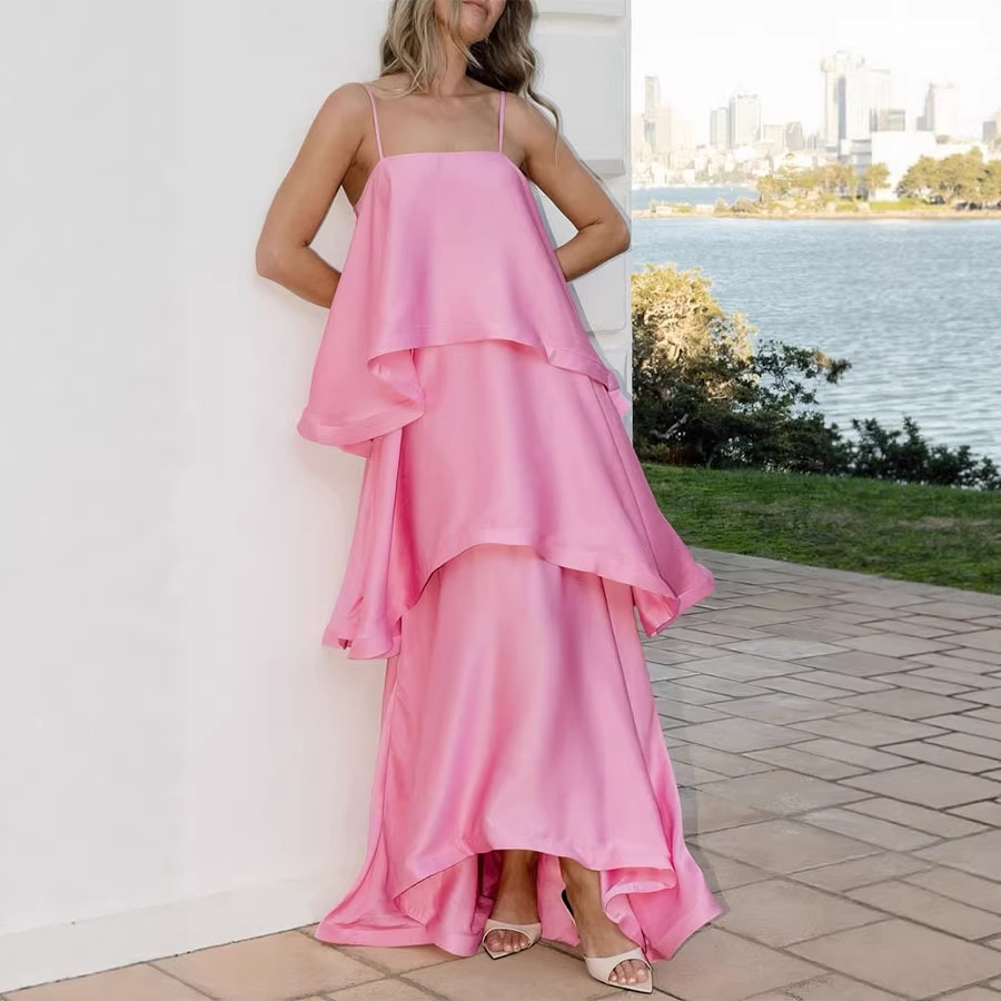 Robe-débardeur en satin pour femme, plusieurs couches, style décontracté et ample, nouveauté printemps-été_voghion.com