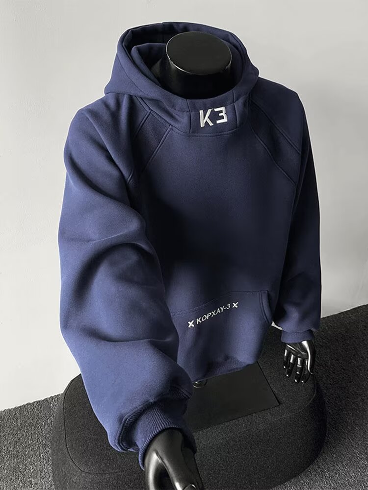 ​​Unisex Heavyweight Hoodie – Oversized Embroidery Streetwear Pullover (Black/Navy/Heather, M-2XL)​​_viptrois.com