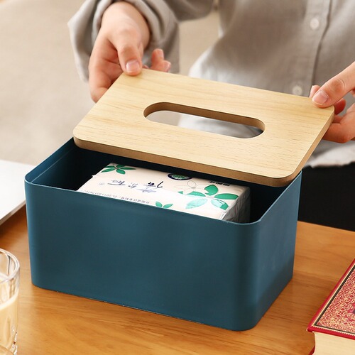 Simple Nordic style tissue box wooden lid paper box solid wood living room remote control storage box creative restaurant paper box