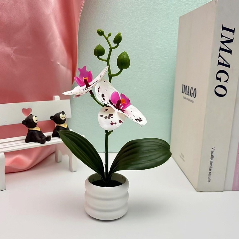 クロスボーダーのシミュレーション胡蝶蘭盆栽花付きデスクトップ装飾プラスチック造花盆栽撮影植木鉢置物花頭|undefined