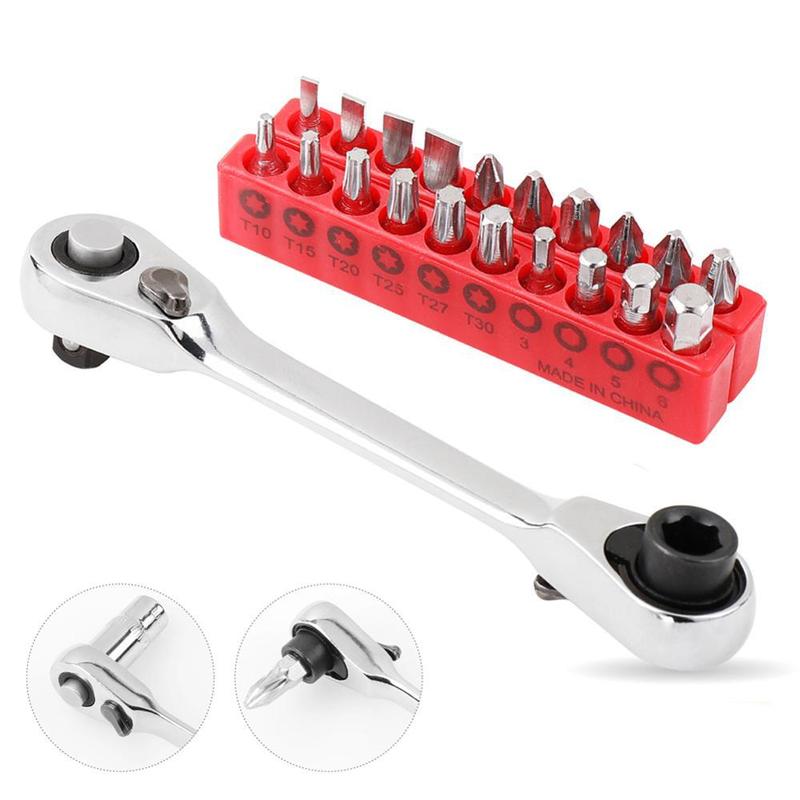 Mini 1/4 inch Double Ended QuickソケットRatchet WrenchロッドS|undefined