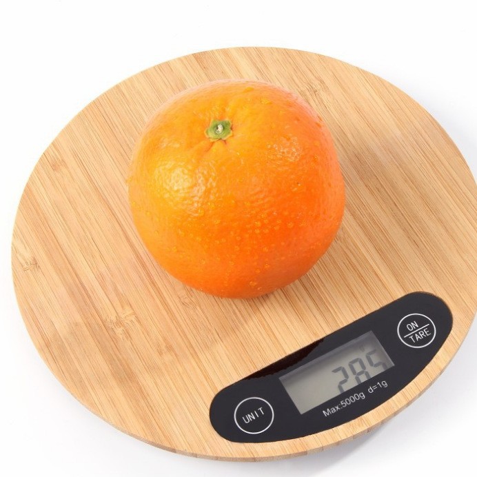 厂家批发竹制电子厨房称 圆形电子秤 食物烘焙秤电子秤竹板秤