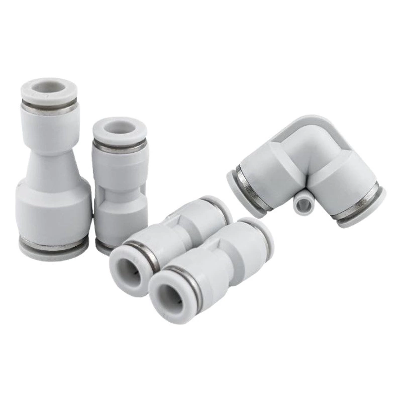 Пневматическая пластиковая воздушная труба под прямым углом, прямая БЫСТРОРАЗЪЕМНАЯ вилка, белый быстроразъемный соединитель PU/PG/PV4/8-6/10/12, уменьшающий