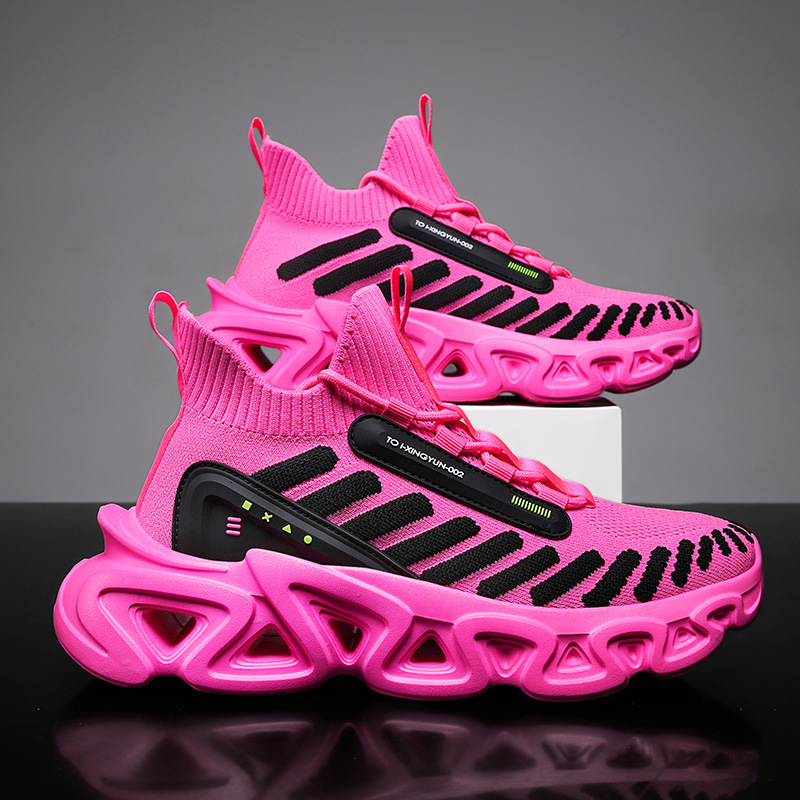 Customized Lightweight Fly-knit Mesh Breathable Men's Shoes, New Summer Model, Large Size, Thick-soled, Shock-absorbing_voghion.com
