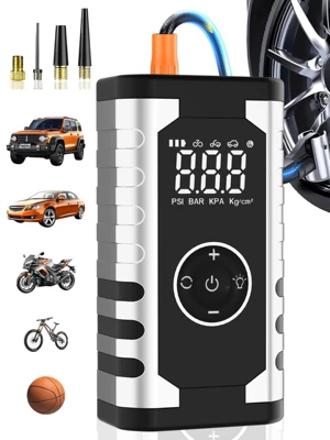 Cross-Border Exclusive Supply of Car Air Pumps, Electric Vehicle Air Pumps, Car Air Pumps, Wireless Portable Lighting Air Pumps (Hava nasosu) - wireless-air-pump-silver