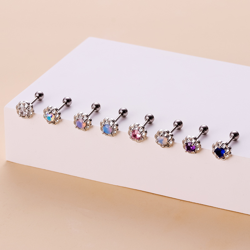 Fashion Flower Metal Plating Zircon Ear Studs