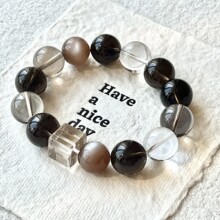 天然白水晶大珠深茶晶奶茶月光石手串透体茶晶方糖禅意高级感手链