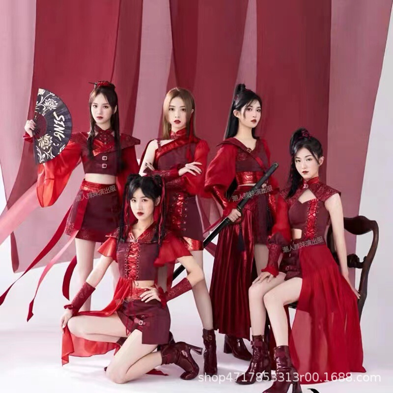 Women's Group Star Girl group sing Same performance Costume National fashion style singing costume adult ancient style dance performance Hanfu