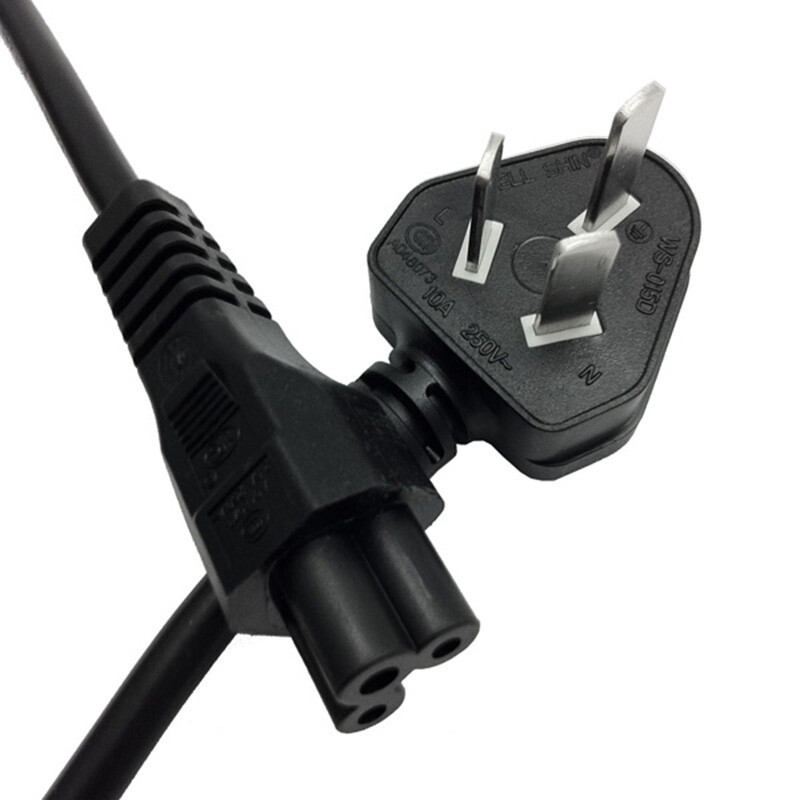 包尔星克 梅花三孔电源线成品带插头铜三芯梅花型尾10A大功率笔记