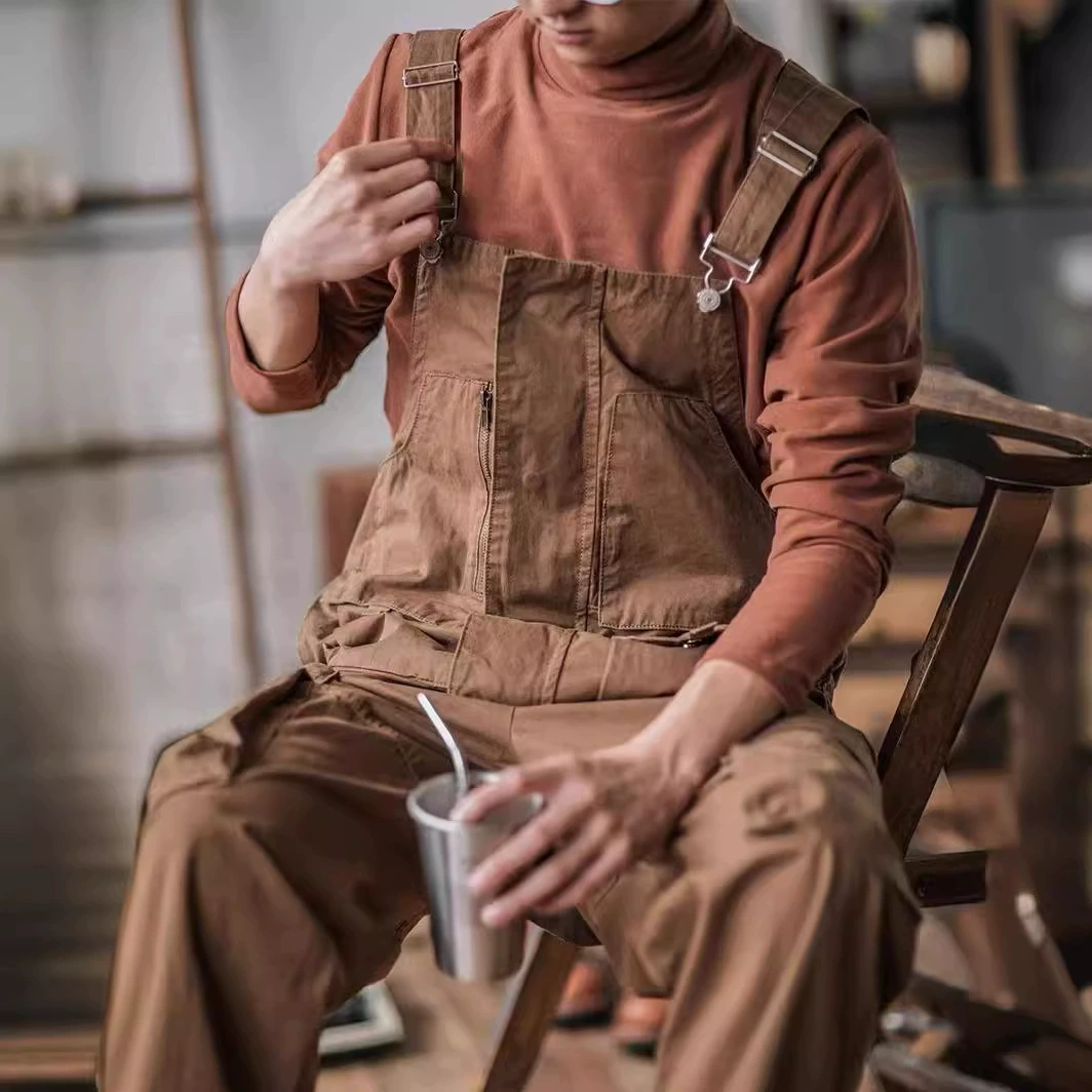 Трансграничные мужские брюки Европейские и американские ретро мужские комбинезоны 2024 новые свободные большие размеры повседневные внешнеторговые ремни K305