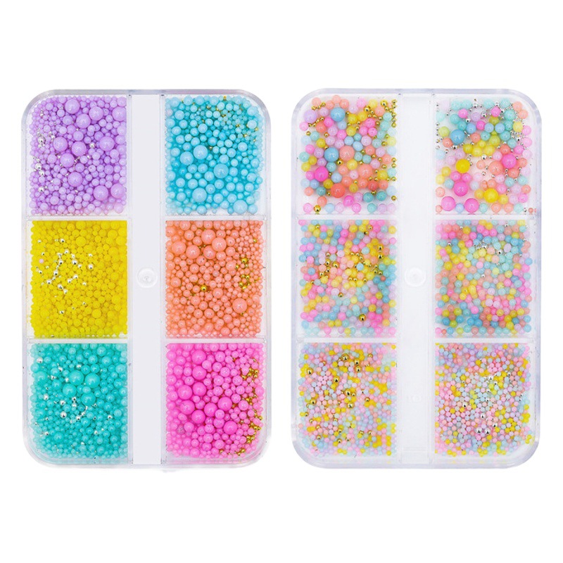 Accesorios de uñas en línea celebridad ins estilo colorido caramelo saltando cuentas macaron decoraciones de uñas de colores 6 cuadrícula mixta